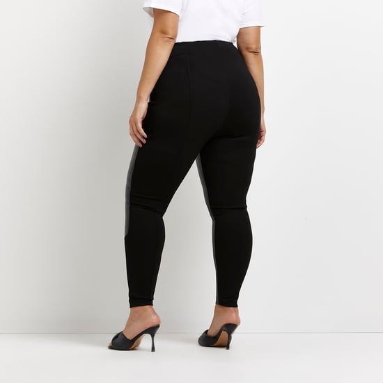 River Island Womens Leggings Plus PU Ponte Mix - Black - Image 2