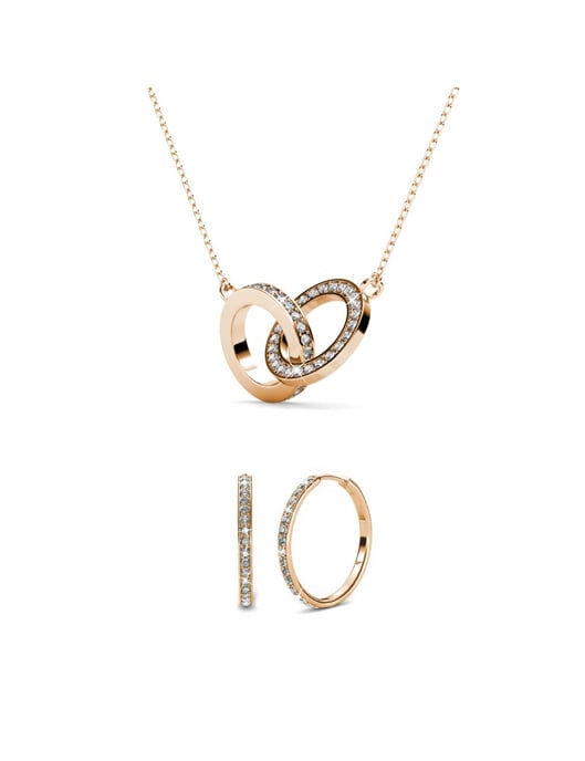 Conjuntos gemelos Chic Circle - Oro rosa y cristal - Image 1
