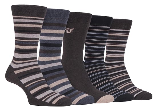 Farah - Paquete de 5 calcetines de algodón para hombre, finos, transpirables, de rayas, de corte clásico y suaves - FCS271BRNGRY (Rayas) - Image 1