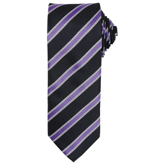 Premier Mens Stripe Waffle Tie (Black/Rich Violet) - Image 1
