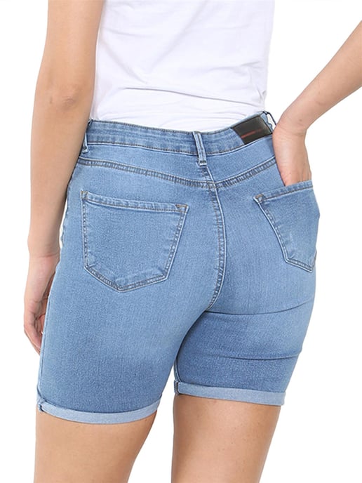 Enzo | Pantalones cortos vaqueros rasgados para mujer - Azul claro - Image 5