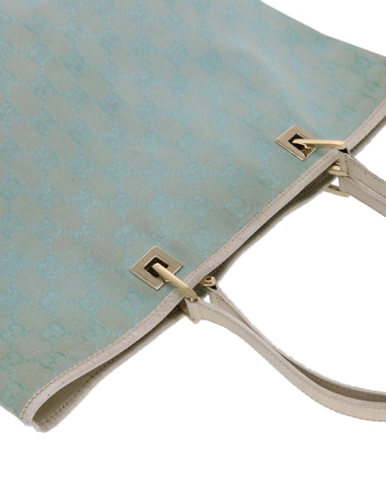 GUCCI GG Canvas Tote Bag Light Blue White Auth 50181 - Image 5