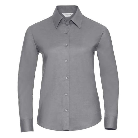 Russell Collection Ladies/Womens Long Sleeve Easy Care Oxford Shirt (Silver) - Image 1