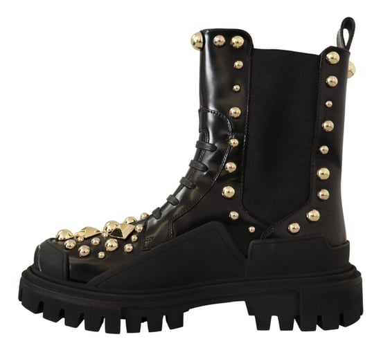 Botas de combate negras de cuero con tachuelas para mujer de Dolce & Gabbana - Image 5