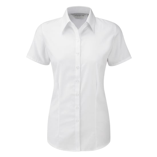 Russell Womens/ladies Herringbone Short Sleeve Work Shirt (White) - Image 1