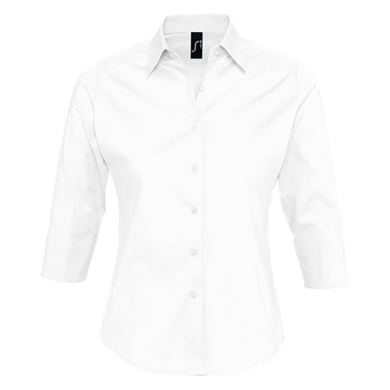 SOLS Womens/Ladies Effect 3/4 Sleeve Fitted Work Shirt (White) - Image 1