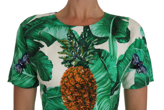 Vestido de Cristales de Piña con Hojas de Plátano A-Line de Dolce & Gabbana - Image 3