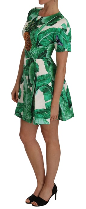 Vestido de Cristales de Piña con Hojas de Plátano A-Line de Dolce & Gabbana - Image 4