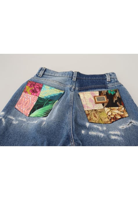 Jeans de mezclilla desgastados de algodón azul para mujer de Dolce & Gabbana - Image 6