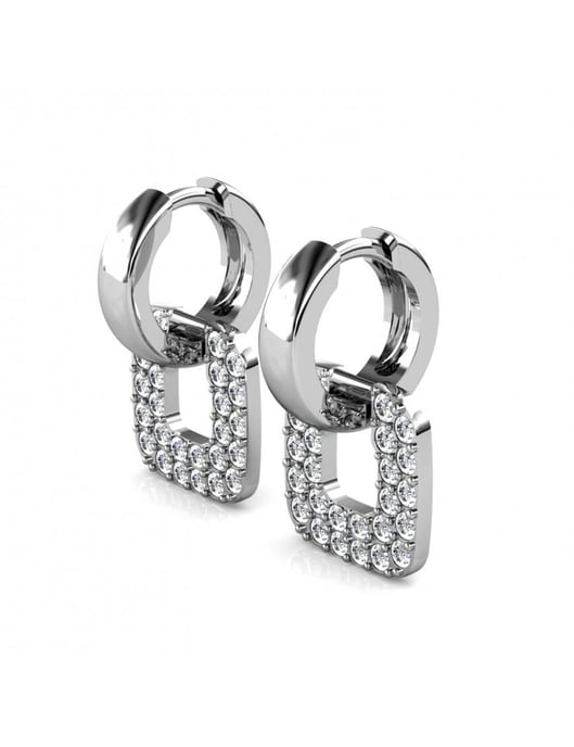 Pendientes Cuadrados Clásicos - Plata y Cristal - Image 4