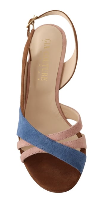 GIA COUTURE Sandalias de tacón de ante multicolor para mujer - Image 4