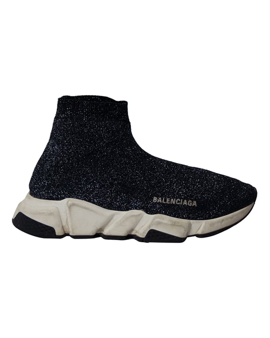 Balenciaga Glitter Speed Trainers in Black Viscose - Image 1
