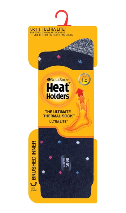 Heat Holders - Calcetines térmicos de mujer Ultra Lite con diseño de hilo interior cepillado - Navy Spots (Berry) - Image 2