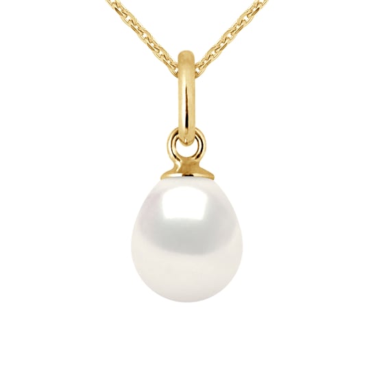 Perla de agua dulce colgante 7-8 mm Pear de oro blanco de 18k entregado con cadena - Image 1