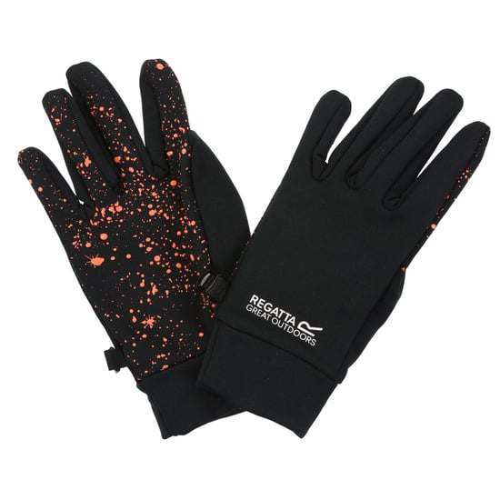 Regatta Great Outdoors Childrens/Kids Grippy Gloves (Black/Fiery Coral)
