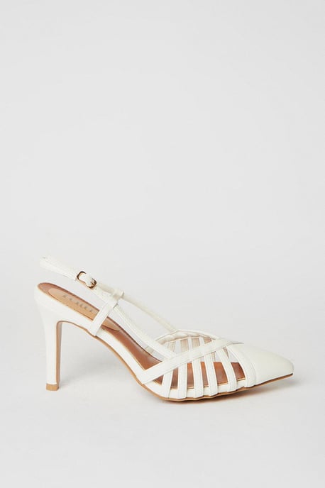 Faith: Connie Lattice Front High Stiletto Slingback Court Shoes