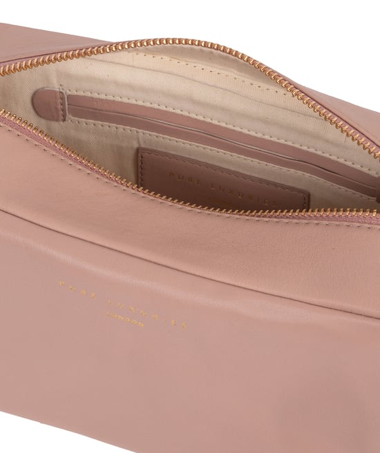 'Highgate' Blush Pink Leather Make-Up Bag