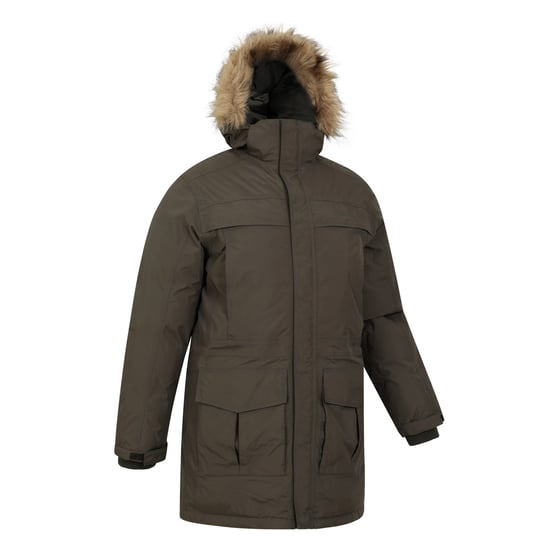 Mountain Warehouse Mens Antarctic Extreme Waterproof Down Jacket (Dark Khaki) - Image 3
