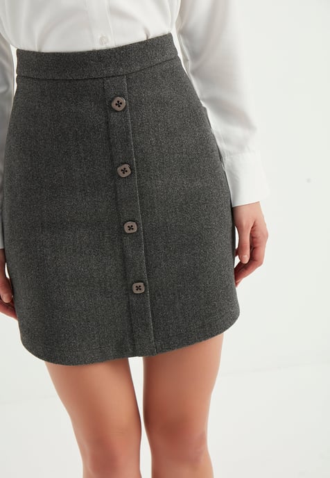 Button Detailed Skirt
