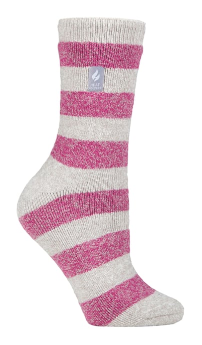 Heat Holders Lite - Calcetines Térmicos Aislantes para Mujer | Múltiples Diseños Incluyendo Rayas Argyle Corazones Estrellas | Calcetines Cálidos para Invierno - Gris Claro/ Baya (Bolonia) - Image 1