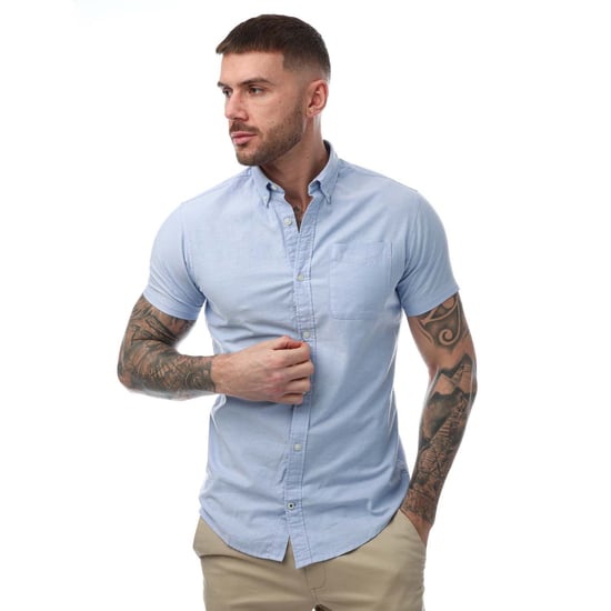 Men's Jack Jones Oxford Short Sleeve Shirt in Blue