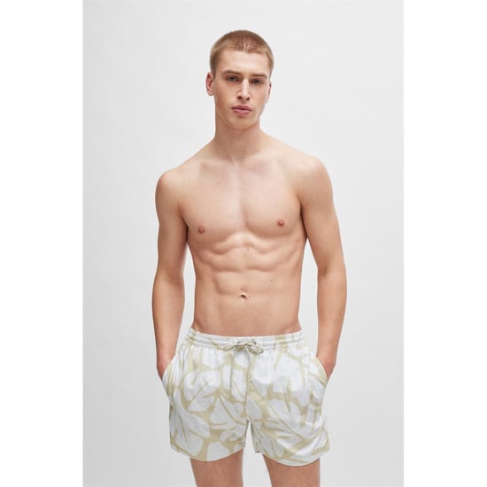 Men's Boss Bari Quick-Dry Swim Shorts in White - Image 1