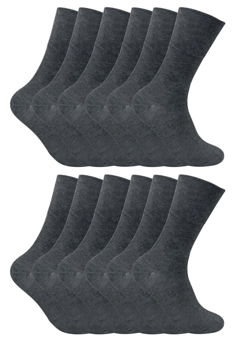 12 Pares Calcetines Diabéticos Térmicos para Hombre | Sock Snob | Calcetines Diabéticos No Elásticos Extra Anchos para Mala Circulación - Gris - Image 1