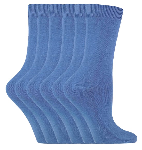 Sock Snob - 6 Pairs Ladies Plain Coloured Cotton Socks