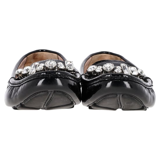 Miu Miu Crytal Detail Loafers in Black Patent Leather - Image 3