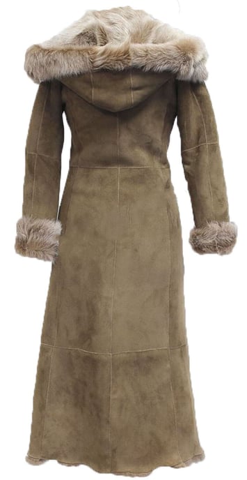 Womens Suede Toscana Sheepskin Hooded Trench Coat-Rushden