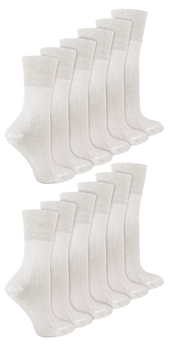 IOMI - Paquete múltiple de 12 pares de calcetines diabéticos de bambú para mujer sin costuras y sin elástico - Blanco - Image 1