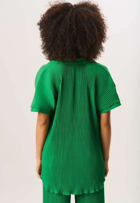 Plisse Short Sleeve Oversized Shirt