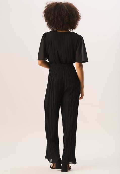 Angel Sleeves Pleated Belted Wrap Jumpsuit