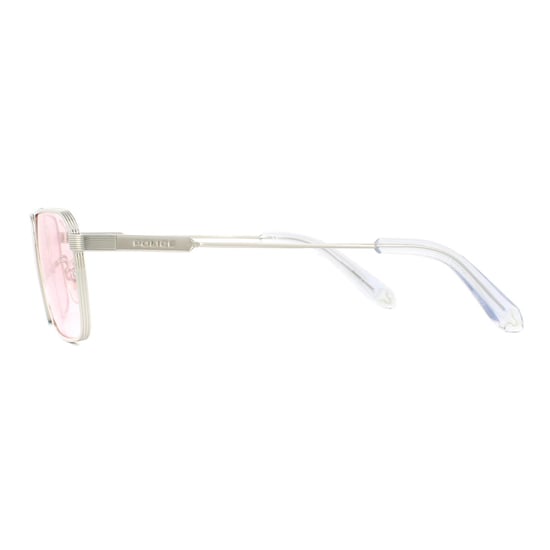 Police Rectangle Mens Shiny Palladium Pink Sunglasses