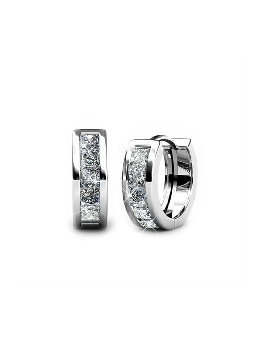 Pendientes Aros Cuadrados - Plata y Cristal - Image 3