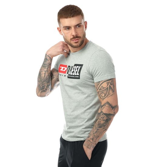 Camiseta gris con logo dividido Denim Division de Diesel - Image 3
