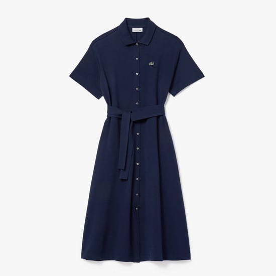 Women's Lacoste Relaxed Fit Belted Piqué Dress in Blue