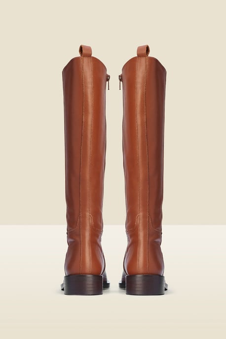 Luna Tan Leather Flat Knee High Boot