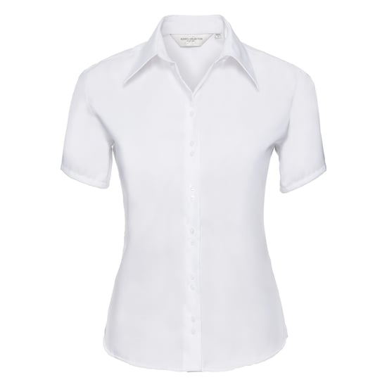 Russell Collection Ladies/Womens Short Sleeve Ultimate Non-Iron Shirt (White) - Image 1