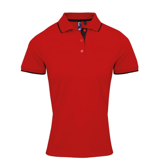 Premier Womens/Ladies Contrast Coolchecker Polo Shirt (Red/Black) - Image 1
