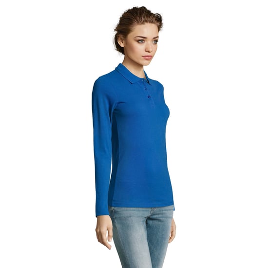 SOLS Womens/Ladies Perfect Long Sleeve Pique Polo Shirt (Royal Blue) - Image 6