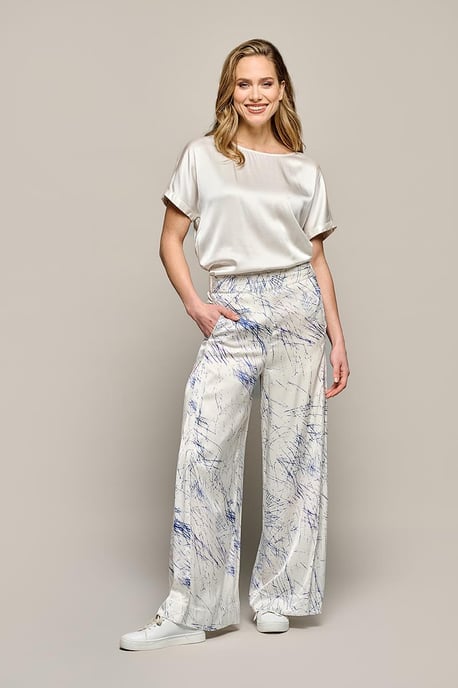 Aiden Print Broek Wit / Navy