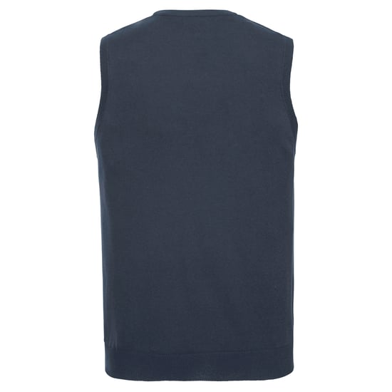 Russell Collection Mens Cotton Acrylic V Neck Sleeveless Sweatshirt (French Navy) - Image 2