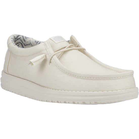 HEYDUDE Wally Canvas 100% Cotton Men's Stone White Boat Shoes - Image 1