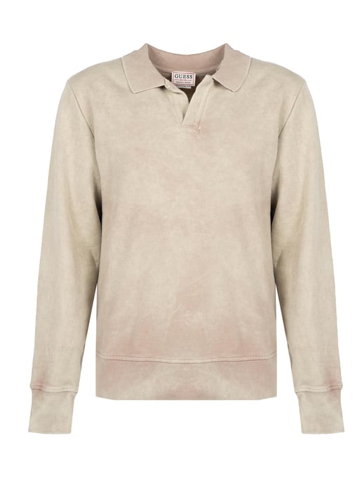 Guess Sudadera Polo Collar Hombre Beige - Image 1
