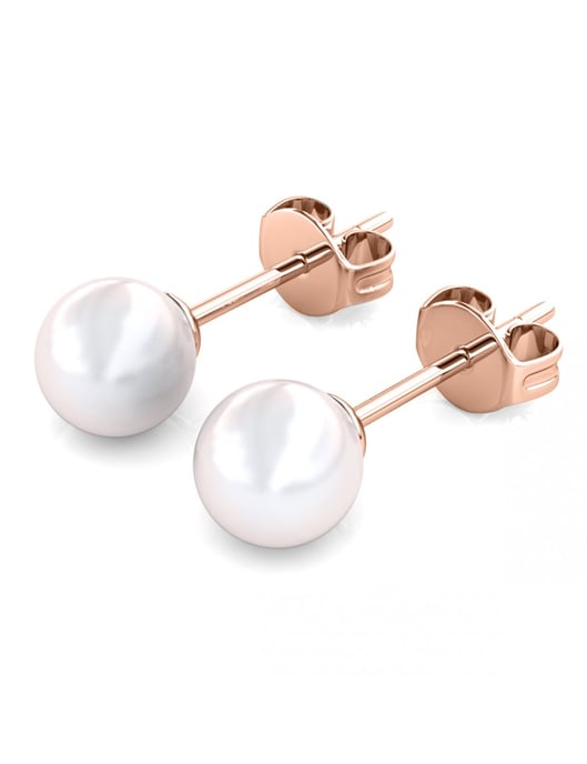 Pendientes de Perlas Luna Llena - Oro Rosa y Cristal - Image 4