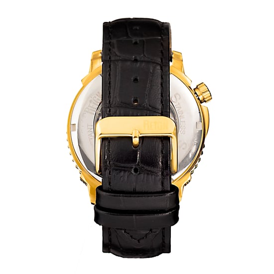 Reign Bauer Automatic Semi-SkeletonLeather-Band Watch