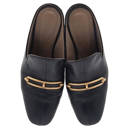Hermès Diane With Roulis Buckle Mules in Black Goatskin Leather - Image 5