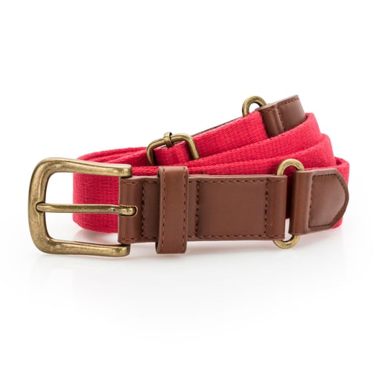 Asquith & Fox Mens Faux Leather And Canvas Belt (Cherry Red) - Image 1