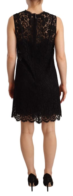 Vestido mini sin mangas de encaje floral negro para mujer de Dolce & Gabbana - Image 3